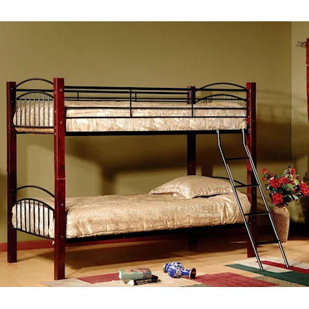 Black/Oak Twin Over Twin Bunk Bed